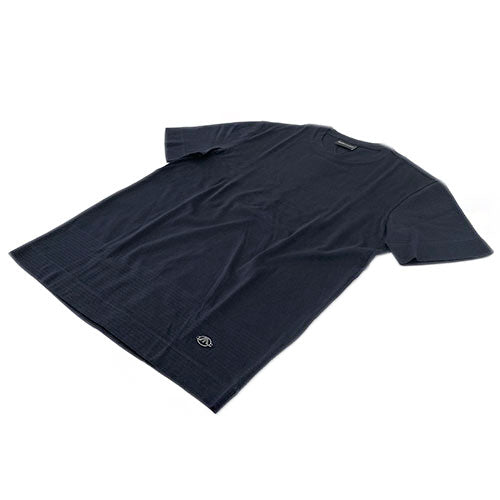 アルマーニ Tシャツ メンズ エンポリオ アルマーニ EA7 丸首 半袖 ボーダー ジャガード メタルイーグルマーク ネイビー Sサイズ 04518  新品