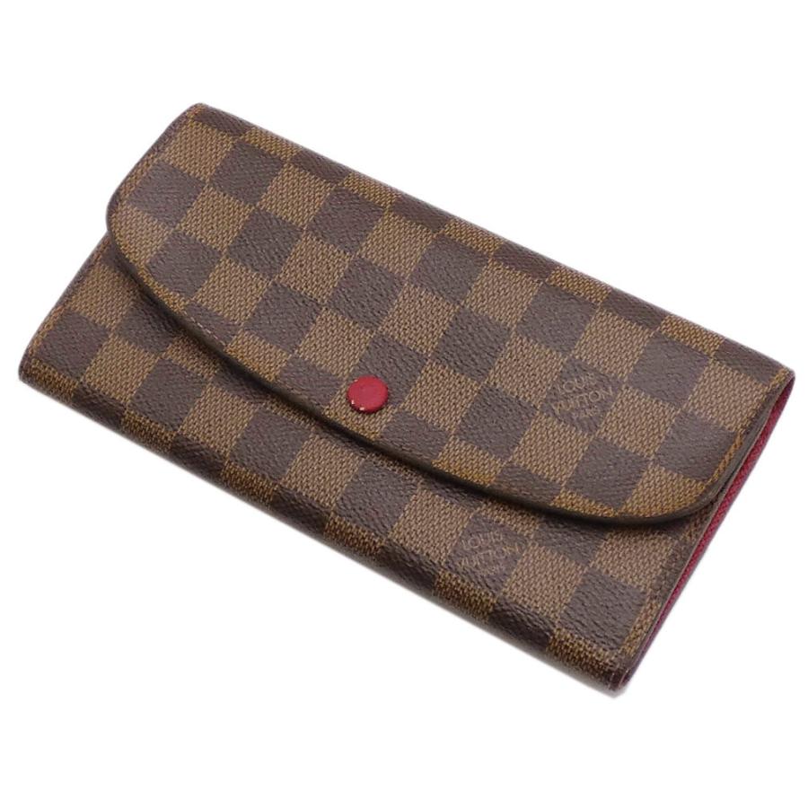 中古 ルイヴィトン 財布 N63544 LOUIS VUITTON ダミエ ポルトフォイユ・エミリー ルージュ ゴールド金具 レディース 03599