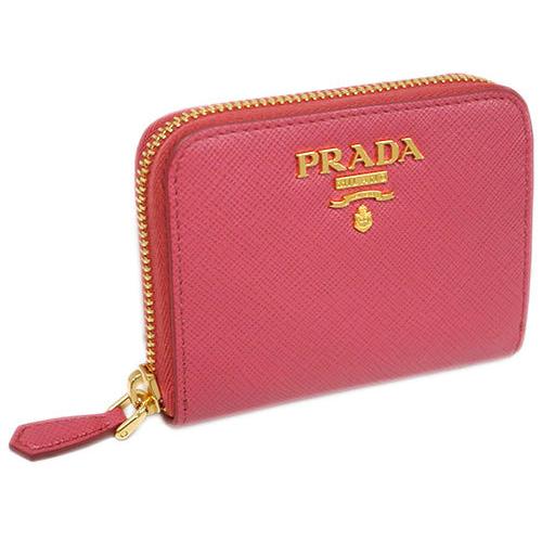 PRADA プラダ ラウンドジップ コインケース メタルロゴ シルバー