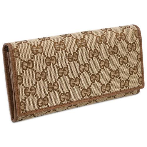 グッチ 財布 346058-8610 GUCCI ファスナー長札 長財布 GGキャンバスベージュ×ウォールナット アウトレット 新品