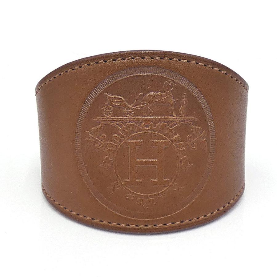 エルメス アクセサリー HERMES バレニア ロゴ ブレスレット 腕輪 16cm □K刻印(2007年) ブラウン レディース JJS01993